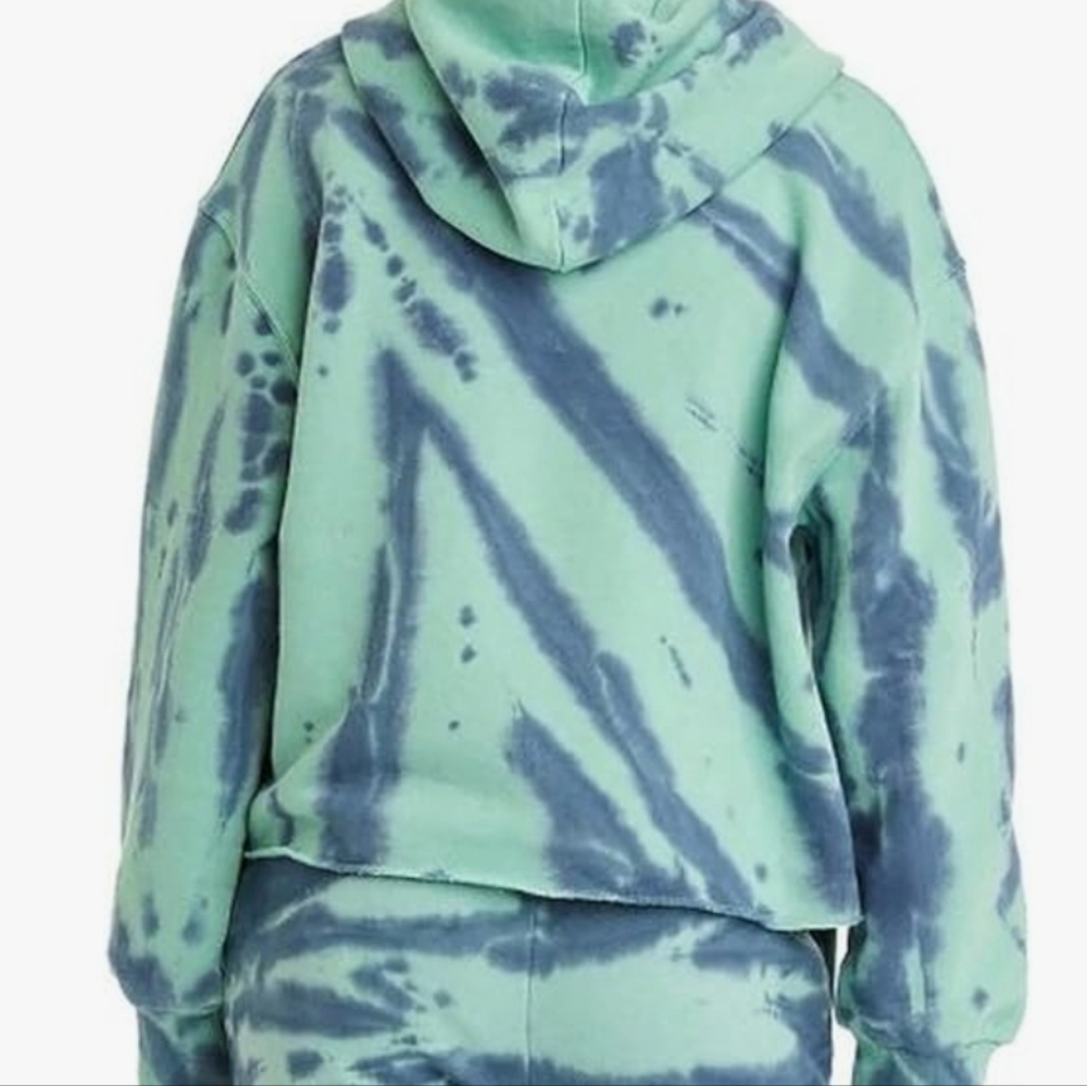 Art Class Girls Boxy Cropped Hoodie Fleece Tie Dye Green Blue NWT Size M 7/8 - Picture 2 of 8
